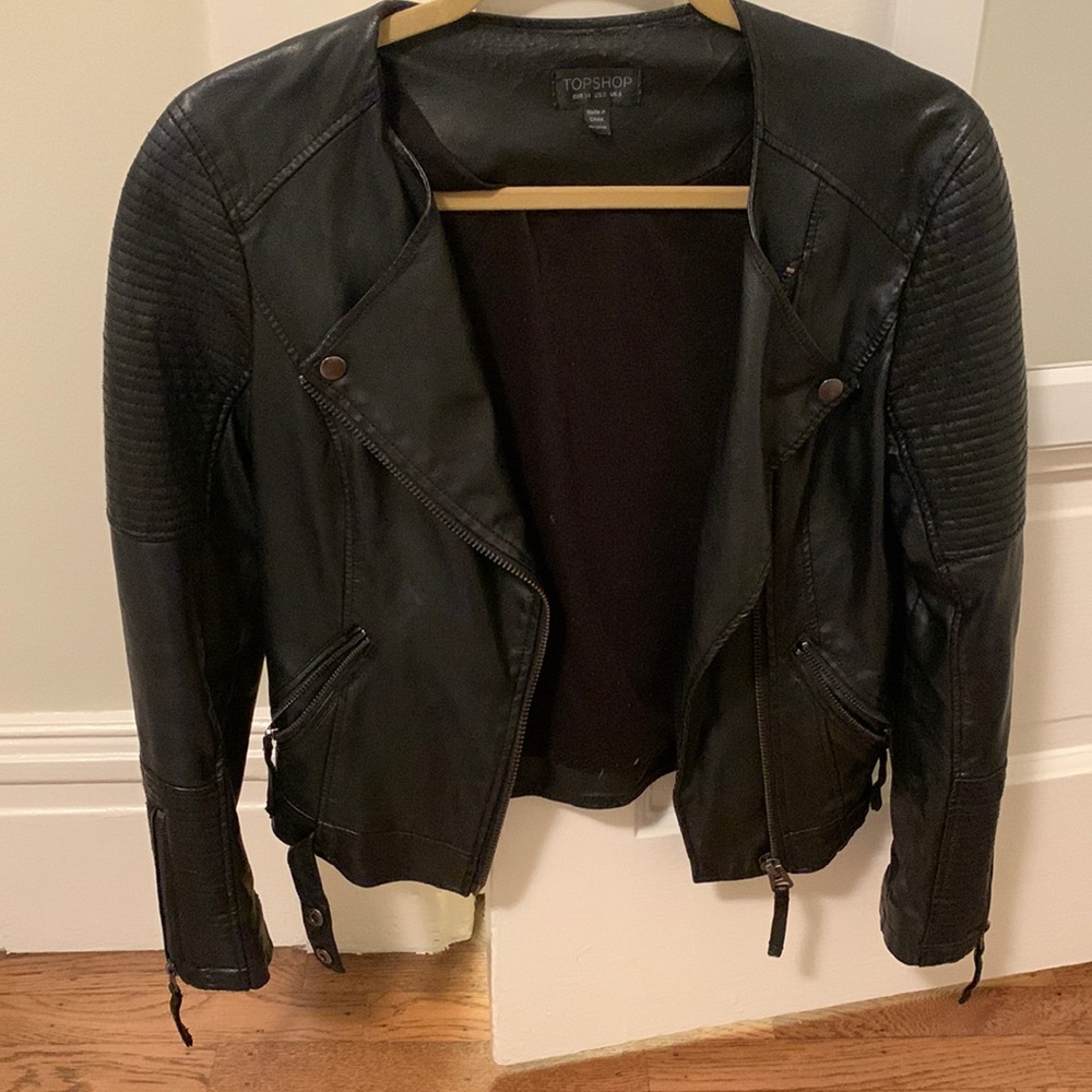 TOPSHOP: Faux Black Leather Jacket!